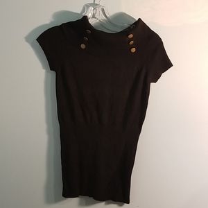 Suzy Shier black short sleeved ribbed turtleneck large NWT
